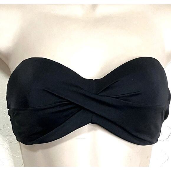 Victorias Secret Black Twist Bandeau Bikini Top 34DD Push Up Padded Solid Swim - Picture 3 of 8